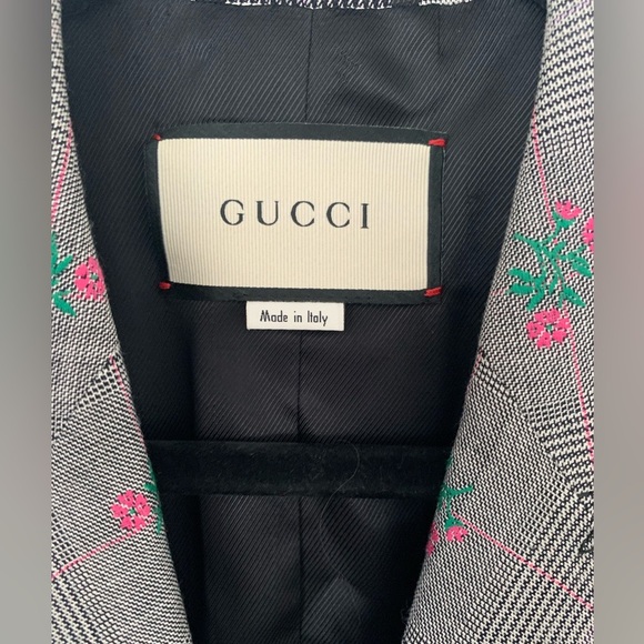 Gucci Wool Checked Floral Jacket Blazer Prince of Wales - Picture 7 of 11